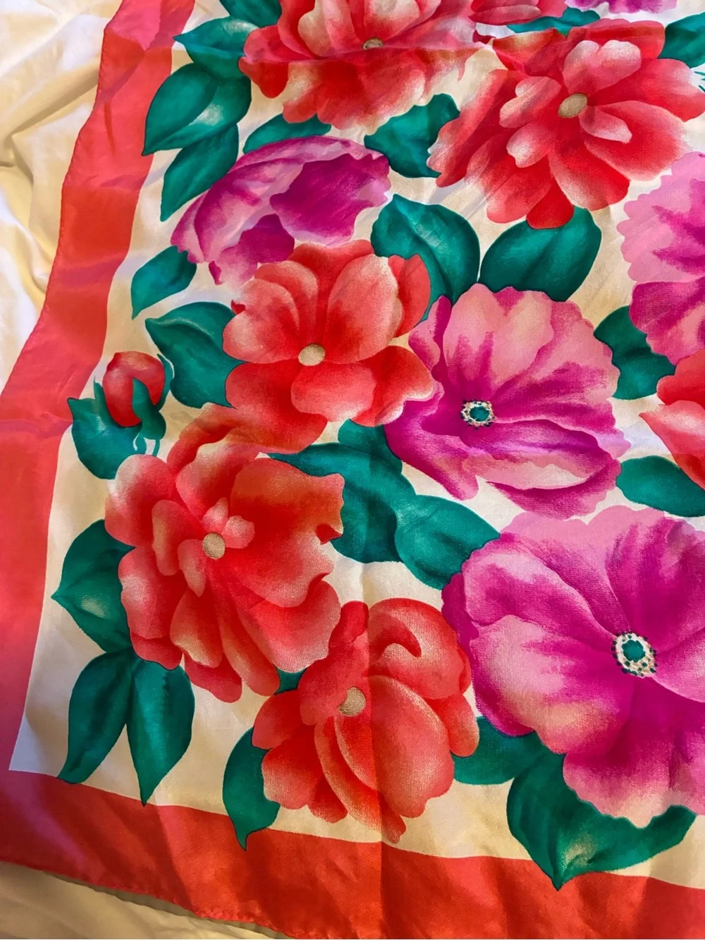Adrienne Vittadini Pink Oversize Vintage 100% Silk Scarf